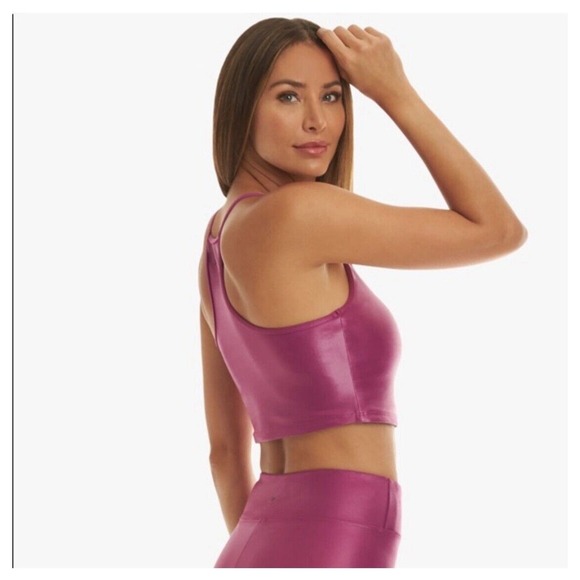Koral Leah Infinity Lustrous Shiny Sports Bra Tank in Rose Orchid Sz small NWOT - Picture 2 of 11